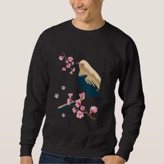 Sweatshirt Cherry Blossom Bird Vintage Japanese Block Streetw