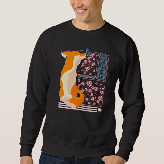 Sweatshirt Cherry Blossom Fox Japonais Cherry Flower (Devant)