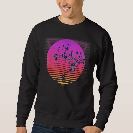 Sweatshirt Cherry Blossom Tree Art Japanese Retro Vaporwave 8 (Devant)