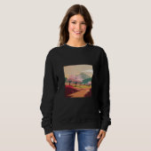 Sweatshirt cherry blossom trees country side mountain minimal (Devant entier)
