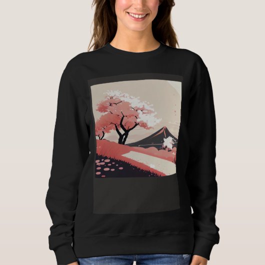 Sweatshirt Cherry Blossom trees pink shades of countryside hi (Devant)