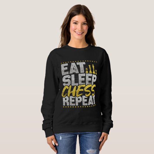 Sweatshirt Chess Eat Sleep Repeat Chess Board Chess Hobby Che (Devant entier)