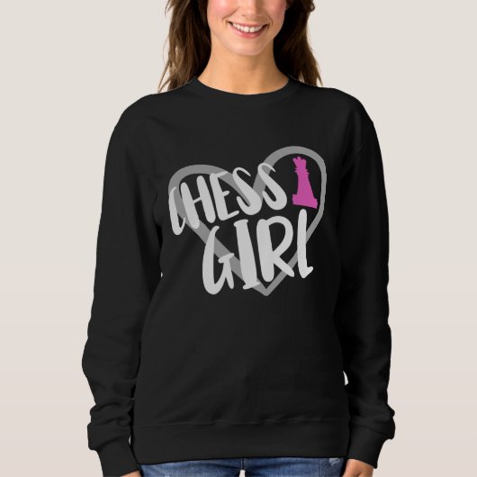 Sweatshirt Chess Girl Heart Chess Player (Devant)