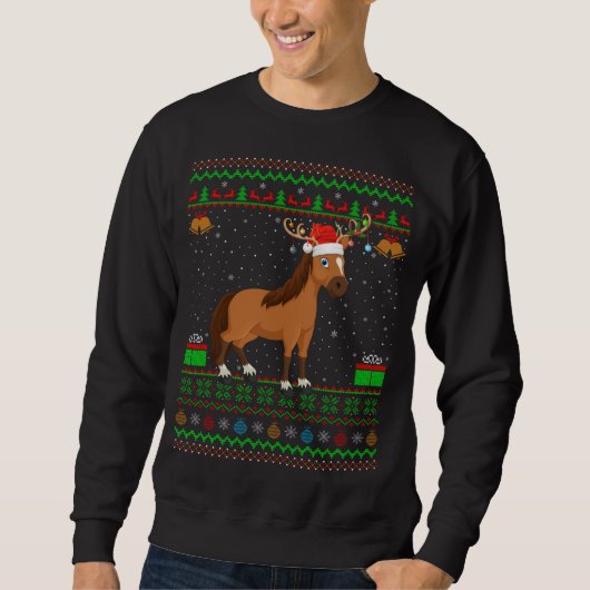 Sweatshirt Cheval Amant Santa Chapeau Correspondant Cheval la (Devant)