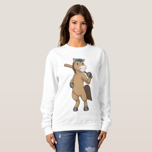 Sweatshirt Cheval au baseball avec batte de baseball (Devant entier)