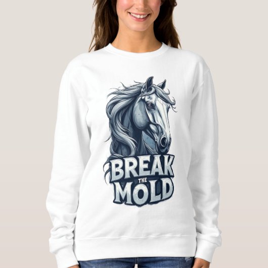 Sweatshirt Cheval avec art éclaboussé, typographie audacieuse (Devant)