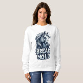 Sweatshirt Cheval avec art éclaboussé, typographie audacieuse (Devant entier)