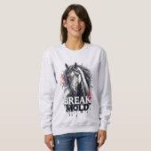 Sweatshirt Cheval avec art éclaboussé, typographie audacieuse (Devant entier)
