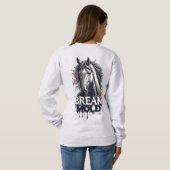 Sweatshirt Cheval avec art éclaboussé, typographie audacieuse (Dos entier)
