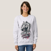 Sweatshirt Cheval avec art éclaboussé, typographie audacieuse (Devant entier)
