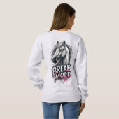 Sweatshirt Cheval avec art éclaboussé, typographie audacieuse (Dos entier)