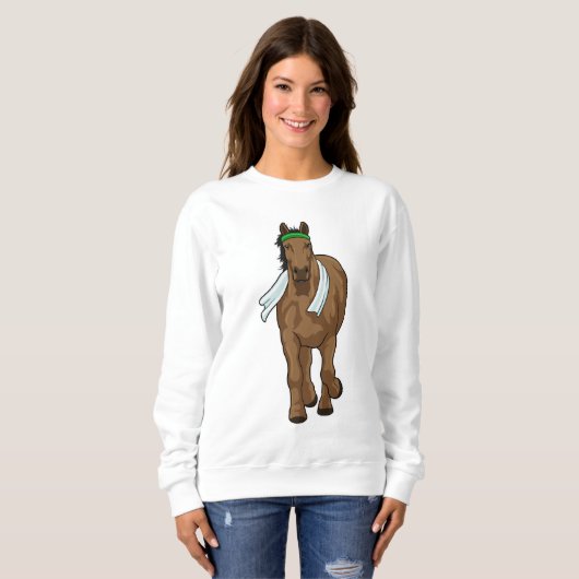 Sweatshirt Cheval comme coureur avec serviette (Devant entier)