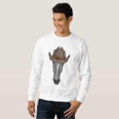 Sweatshirt Cheval comme Cowboy avec Casquette (Devant entier)