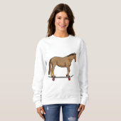 Sweatshirt Cheval comme patineur sur skateboard (Devant entier)
