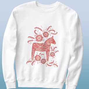 Sweatshirt Cheval de Dala suédois Rouge et blanc