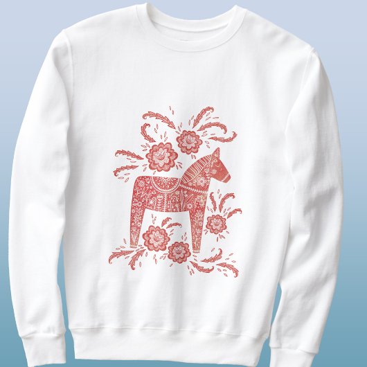 Sweatshirt Cheval de Dala suédois Rouge et blanc