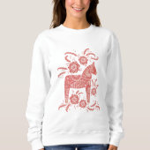 Sweatshirt Cheval de Dala suédois Rouge et blanc (Devant)