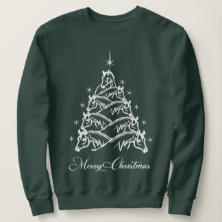 Sweatshirt Cheval de Noël occidental sapin équestre