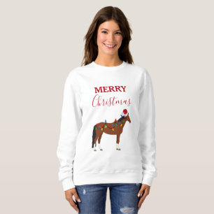 Sweatshirt Cheval de Noël Santa Chapeau Noël Lumières