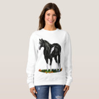 Cheval de peinture à ciel ouvert noir et blanc
