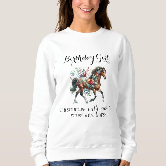 Sweatshirt Cheval d'hiver aux fleurs (Devant)