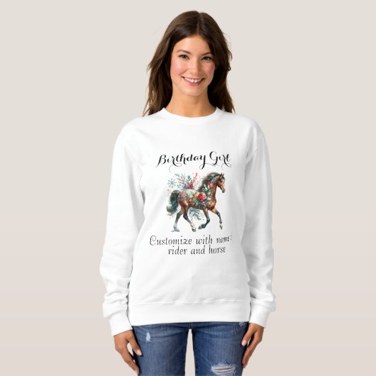 Sweatshirt Cheval d'hiver aux fleurs (Devant entier)