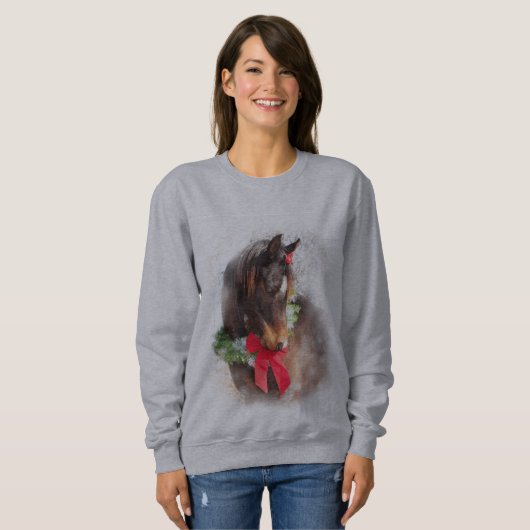 Sweatshirt Cheval doux de Noël (Devant entier)