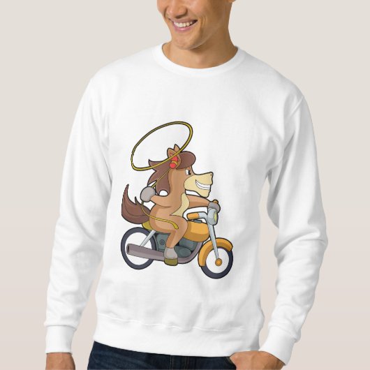 Sweatshirt Cheval en Cowboy avec Lasso & Motorcycle (Devant)