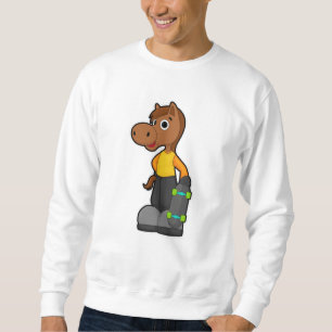 Sweatshirt Cheval en Patinage avec Skateboard