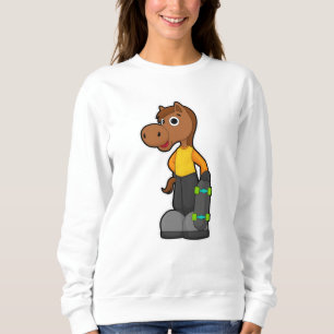 Sweatshirt Cheval en Patinage avec Skateboard
