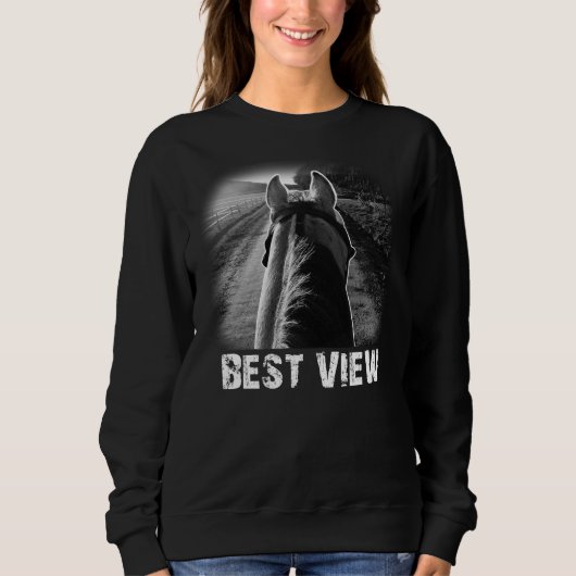 Sweatshirt Cheval Meilleure Vue De Cheval Retour Idées Cadeau (Devant)