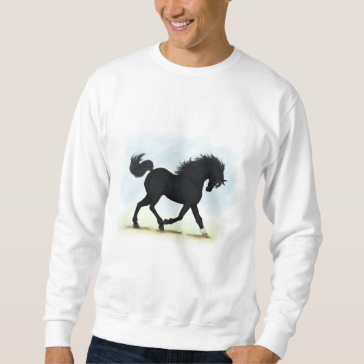 Sweatshirt Cheval noir avec étoile et soc (Beauté noire) (Devant)