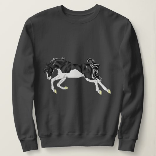 Sweatshirt Cheval noir et blanc Splash Overo (Design devant)