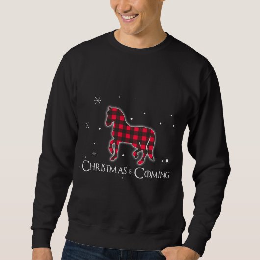 Sweatshirt Cheval Rouge Correspondant Noël Famille de Buffalo (Devant)