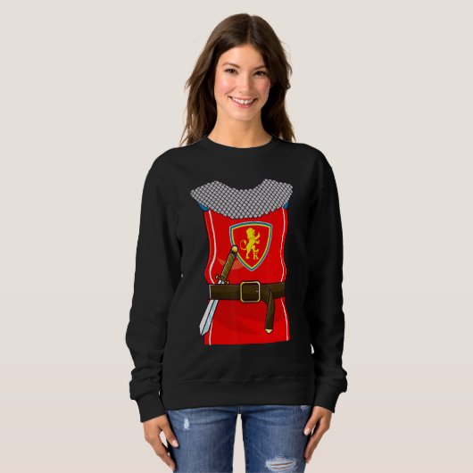 Sweatshirt Chevalier Costume Chevalier Armure Arme Halloween (Devant entier)