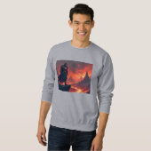 Sweatshirt Chevalier noir de flamme (Devant entier)