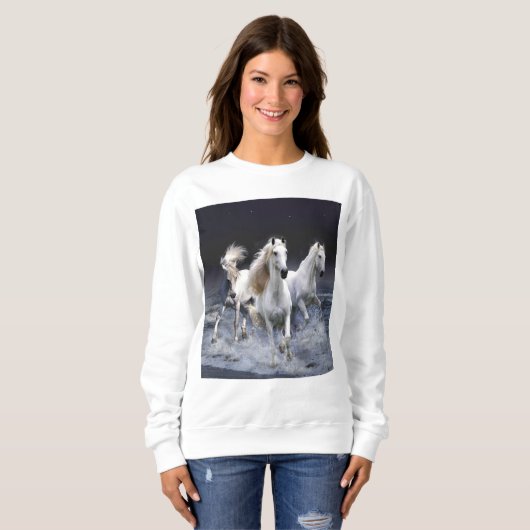 Sweatshirt Chevaux à lancer l'oreiller (Devant entier)