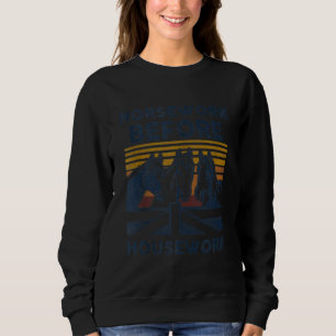 Sweatshirt Chevaux Avant Ménage Cheval Vintage Équitation