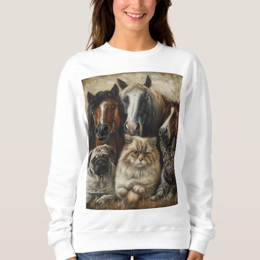 Sweatshirt Chevaux, chats et chiens (Devant)