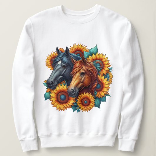 Sweatshirt Chevaux et tournesols (Design devant)
