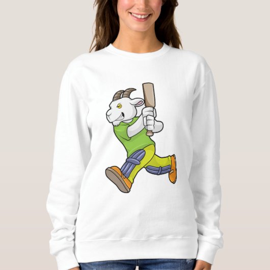 Sweatshirt Chèvre comme Batsman avec chauve-souris de cricket (Devant)