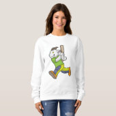 Sweatshirt Chèvre comme Batsman avec chauve-souris de cricket (Devant entier)