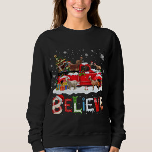 Sweatshirt Chèvre équitation Camion Rouge Arbre de Noël Croir