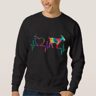 Sweatshirt Chèvre Maman Papa Heartbeat Tie Dye Farm Animal Ca