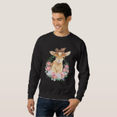 Sweatshirt Chèvre mignonne avec bandeau léopard Boho Fleur mi (Devant entier)