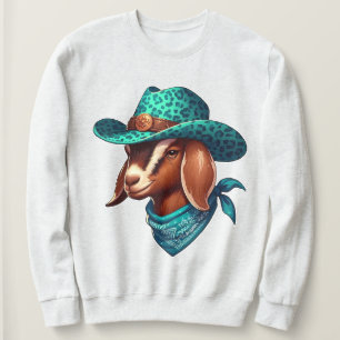Sweatshirt Chèvre portant un Casquette élégant Cowboy et Band