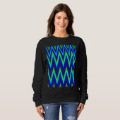 Sweatshirt Chevron In Deep Blue Lime Green Zigzags (Devant entier)