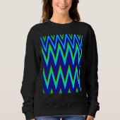 Sweatshirt Chevron In Deep Blue Lime Green Zigzags (Devant)