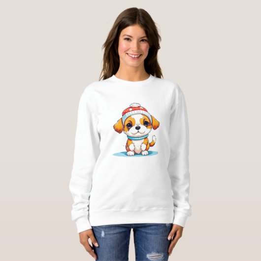 Sweatshirt Chibi Kawaii Caricature Chien Chien Chien Chien Ch (Devant entier)