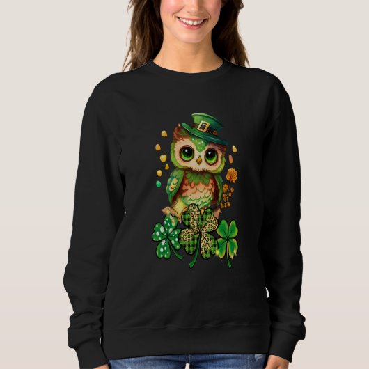 Sweatshirt Chibi Owl Adorable St Patrick's Day Bird Cute C (Devant)